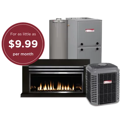HVAC equipment with promotional pricing overlay