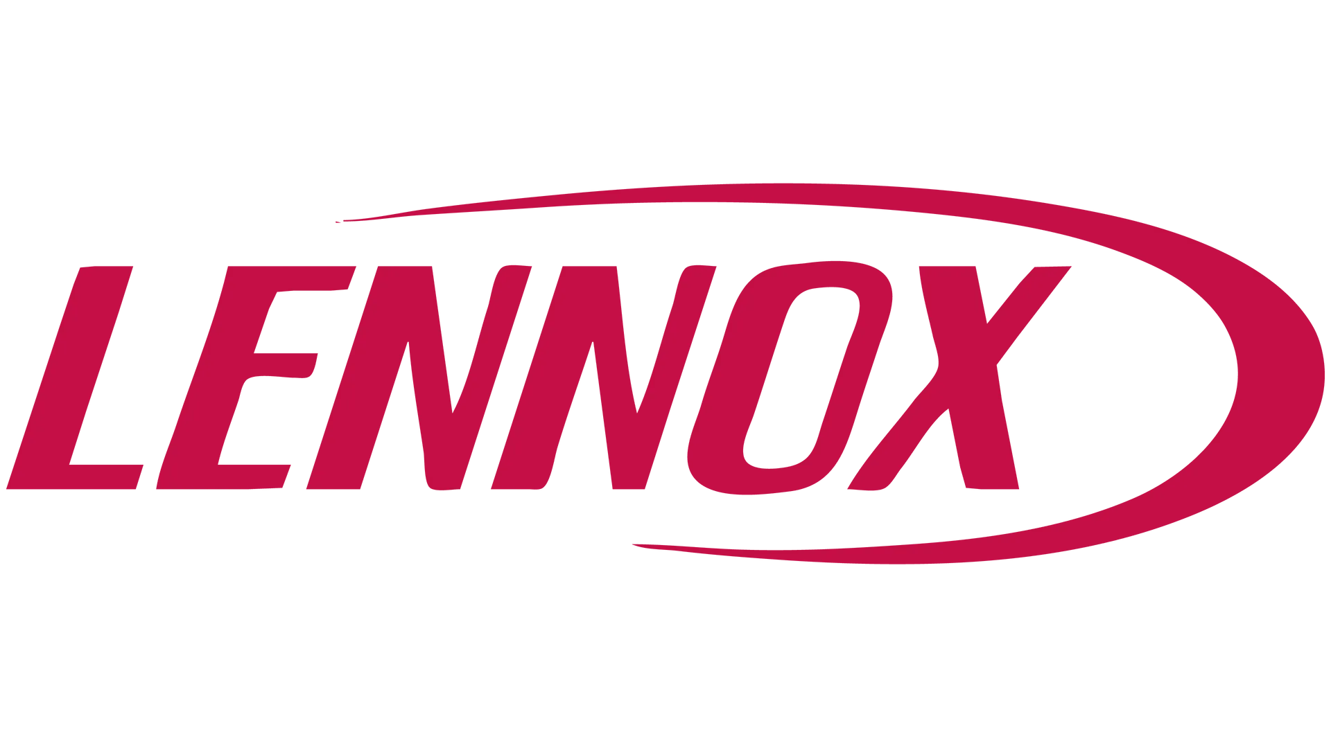 Lennox logo with bold red letters and a curved line.