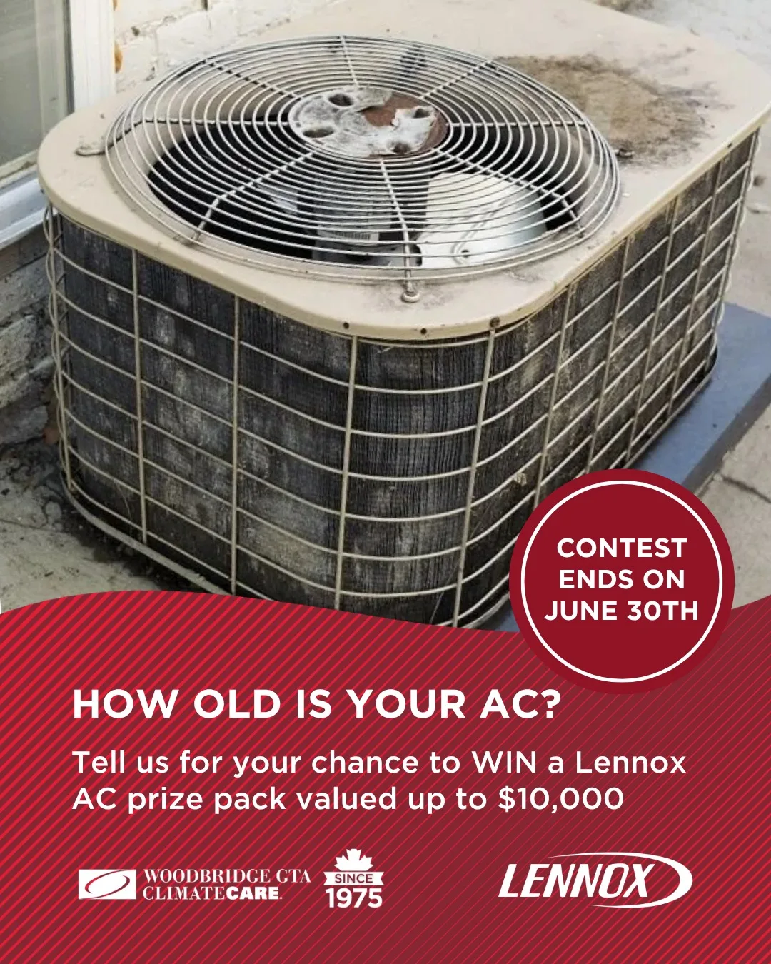 Contest advertisement for Lennox air conditioning unit.