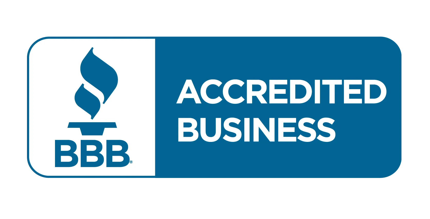 BBB accredited business logo in blue and white