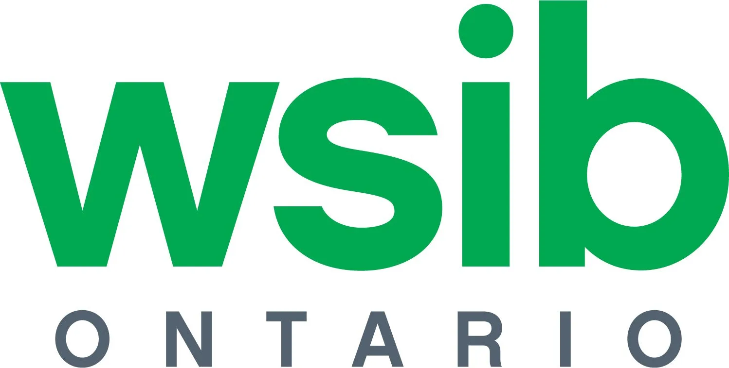 Logo for WSIB Ontario in green and gray colors.