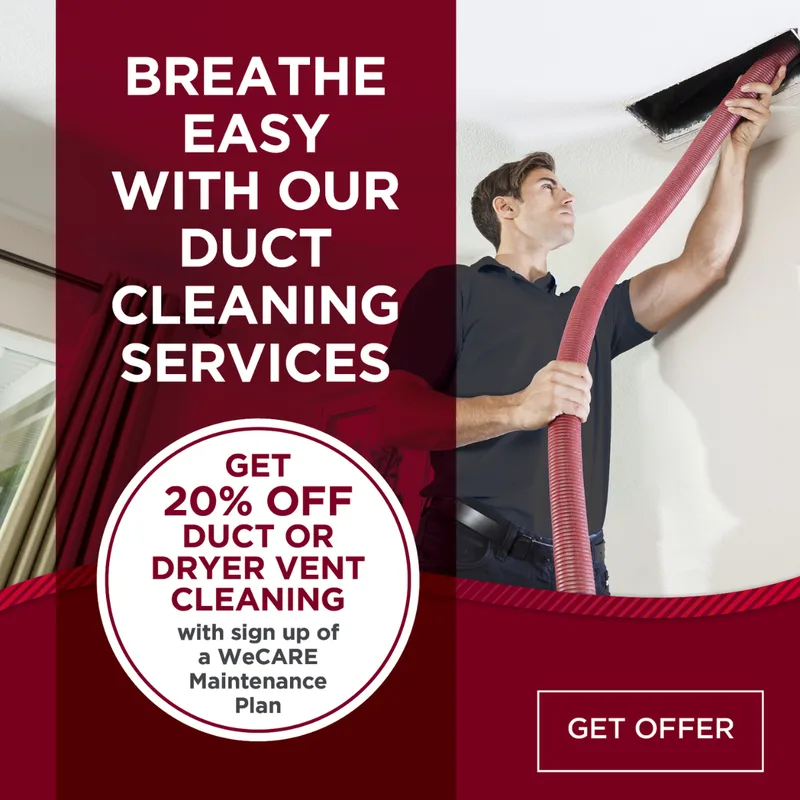 Promotional graphic for duct cleaning services with special offer.