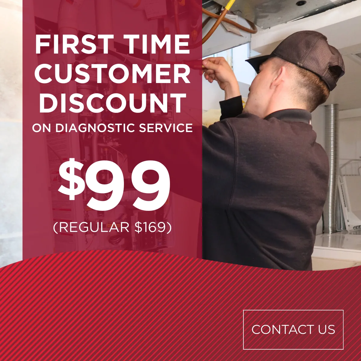 Promotional graphic for HVAC service discount