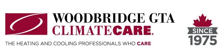 Woodbridge GTA ClimateCare logo with tagline and maple leaf
