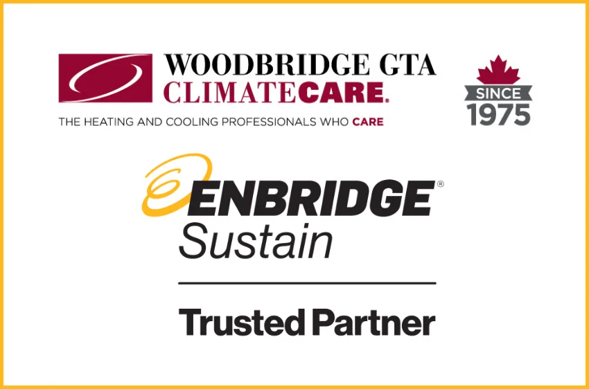 Promotional graphic for Woodbridge GTA ClimateCare and Enbridge.