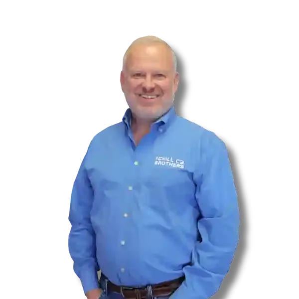 A smiling man in a blue shirt with Chill Brothers logo.