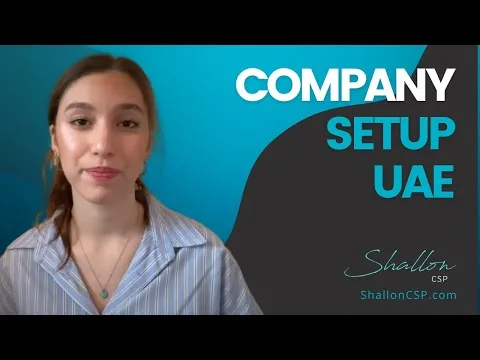 A young woman presenting on company setup in the UAE.