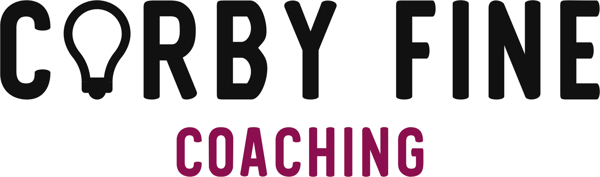 Corby Fine Coaching logo with light bulb icon and bold text.