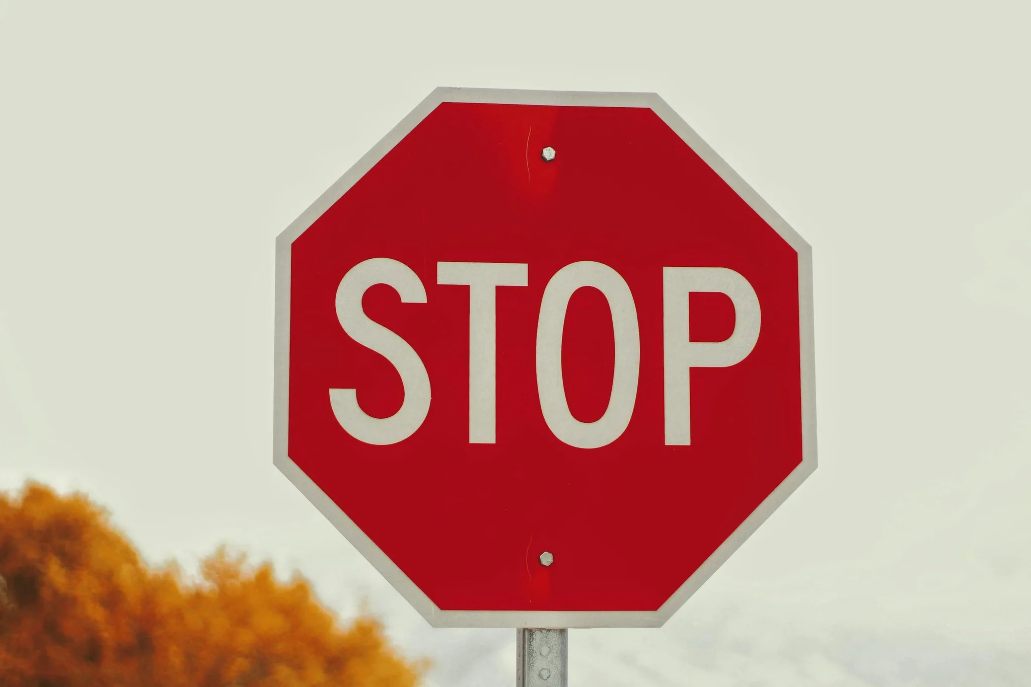 A red stop sign in an outdoor setting.