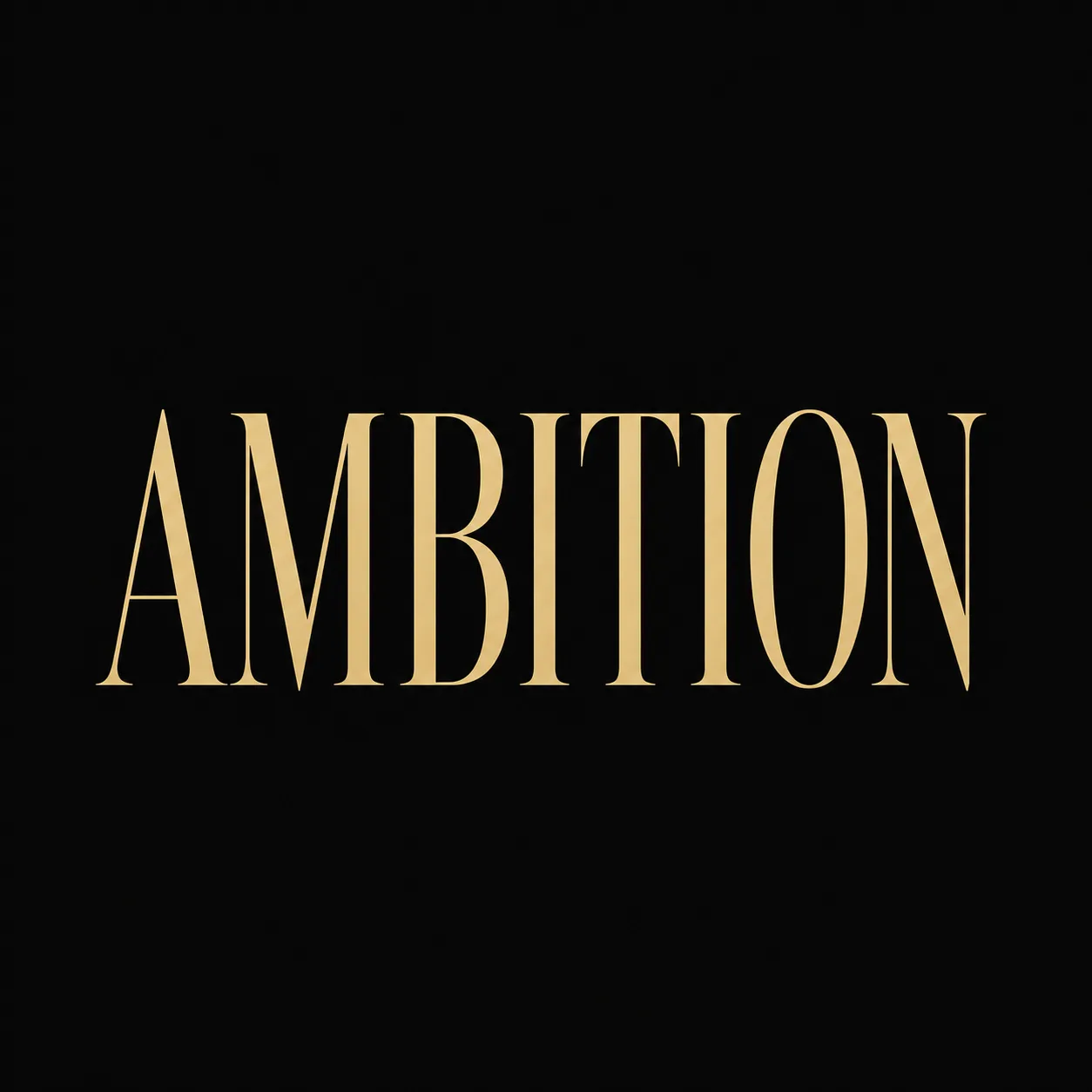 Logo featuring the word 'AMBITION' in gold against a black background.