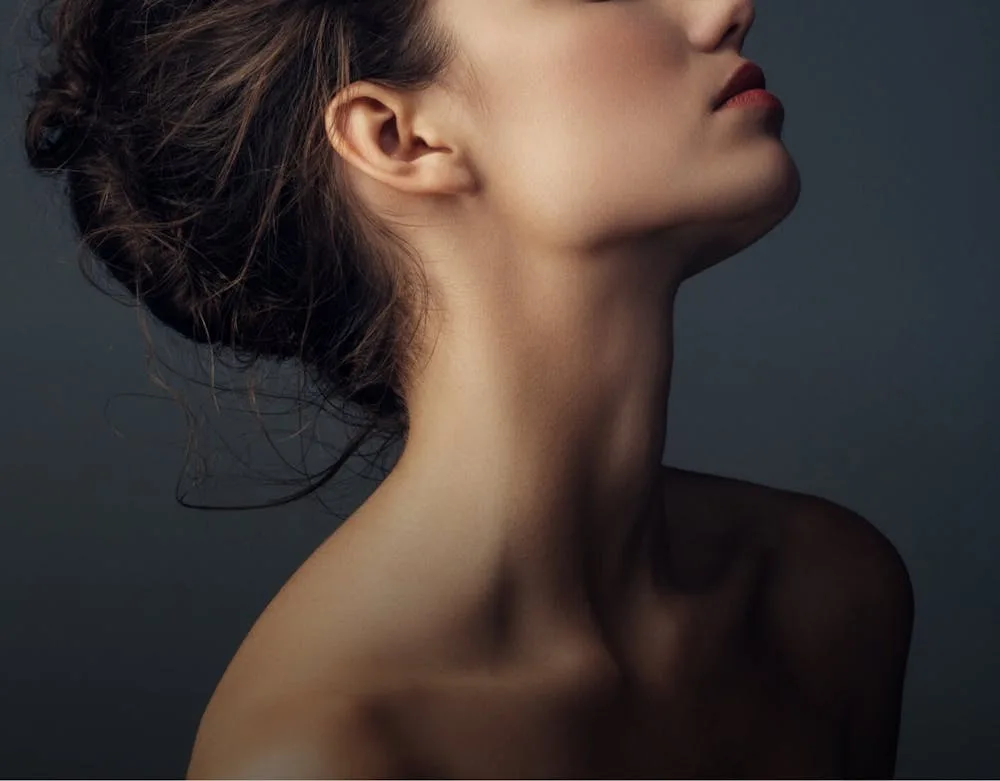 Close-up of a woman's neck and jawline