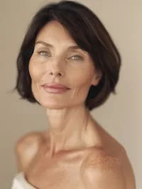 A smiling woman with short brown hair and a natural look.
