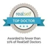 Graphic badge for RealSelf Top Doctor award.