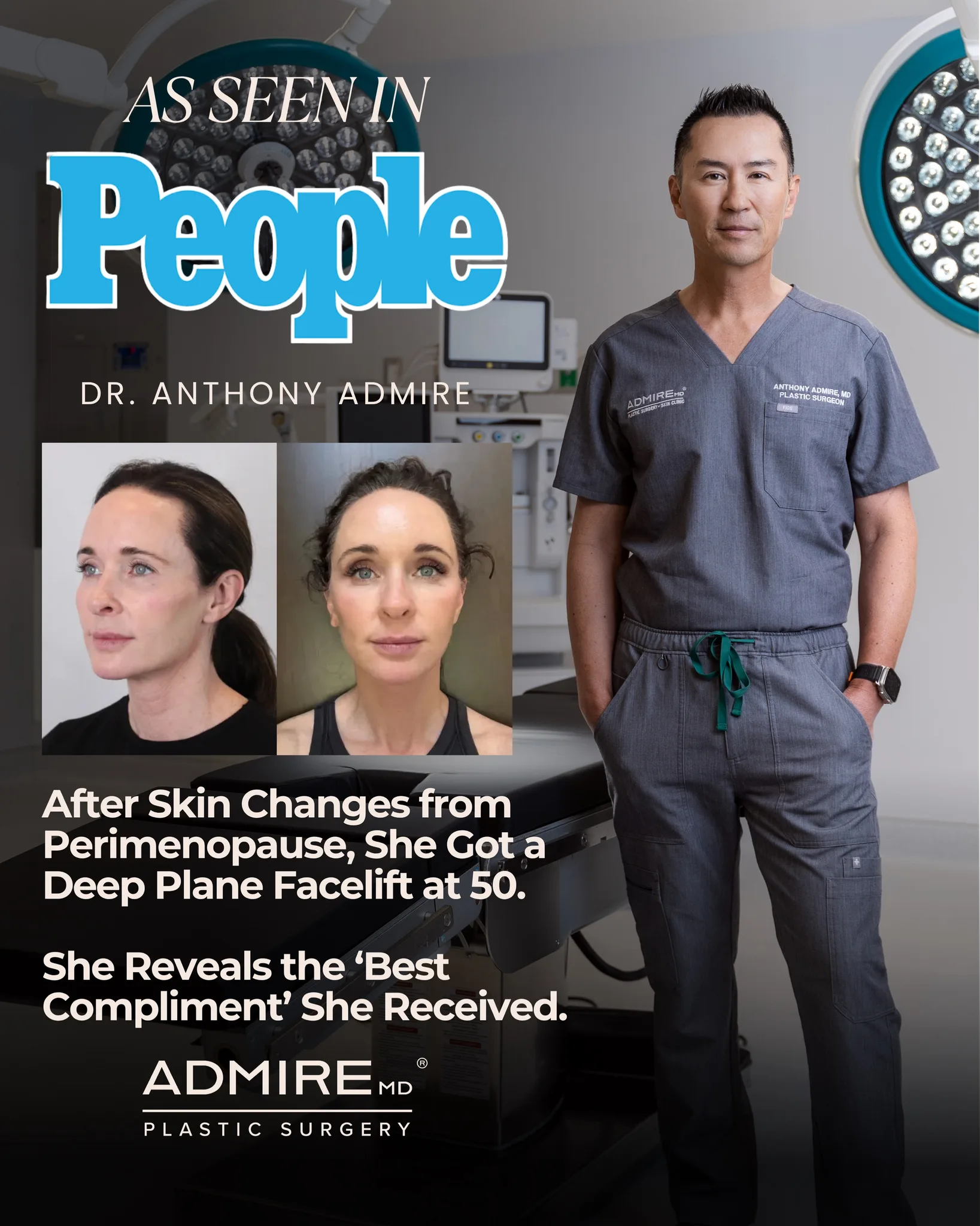 Dr. Anthony Admire in a surgical room with patient images.
