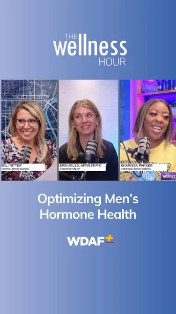 Three women discussing wellness topics on a show.