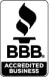 Better Business Bureau accredited logo with flame symbol.