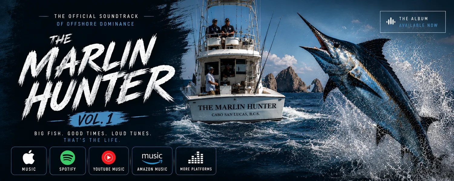 Promotional banner for The Marlin Hunter music album.