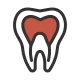 A graphic of a tooth with a heart inside.