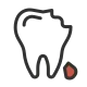 Graphic of a tooth with a red droplet underneath.
