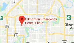 Map showing location of Edmonton Emergency Dental Clinic.