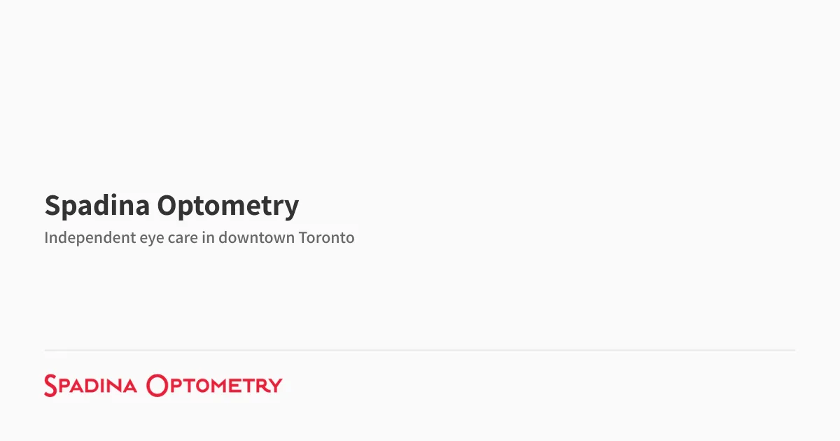Spadina Optometry logo in black and red on white background.