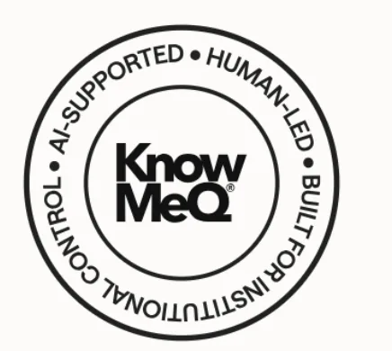 KnowMeQ logo with circular design and tagline.