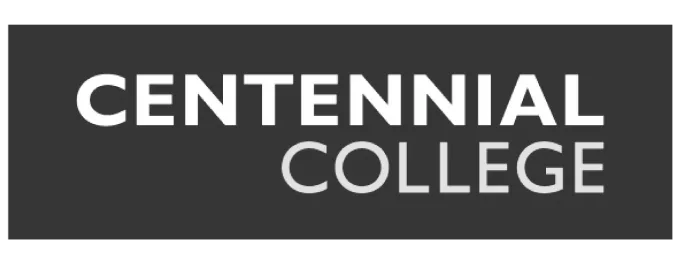 Logo for Centennial College in contrasting text colors.