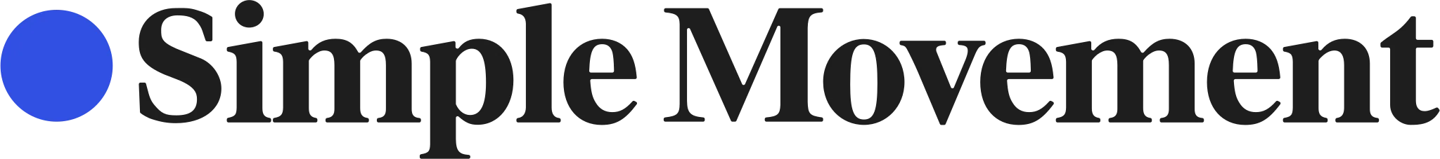 Logo of Simple Movement Inc. featuring a blue circle and text.