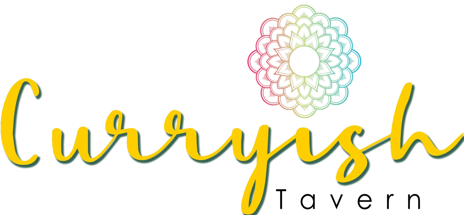 Curryish Tavern logo featuring colorful mandala and stylish text.