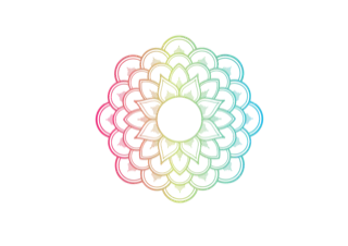 Colorful decorative logo with intricate floral patterns.