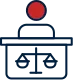 Legal scale and podium icon.