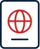 Icon of a passport with a globe illustration.