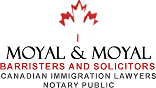 Logo of Moyal & Moyal law firm featuring a maple leaf.