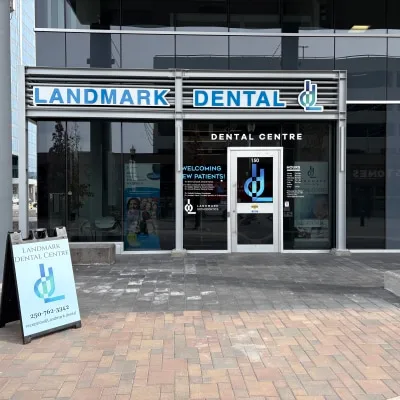 Exterior view of Landmark Dental Centre with signage.