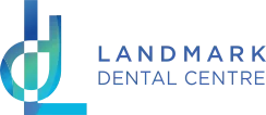 Logo of Landmark Dental Centre in blue and green hues.