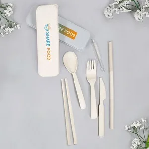 A sustainable cutlery set in a branded case.