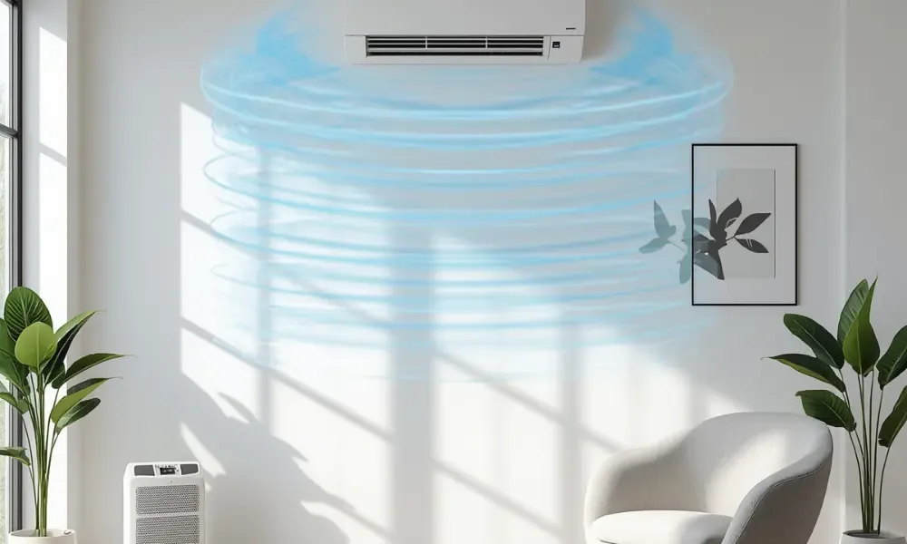 Modern ductless air conditioning unit in a stylish interior.