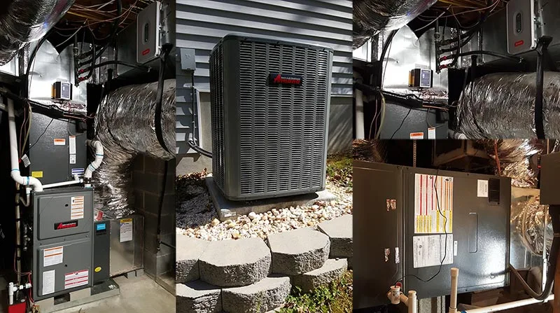 An air conditioning and ventilation system in a mechanical room.