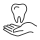 Icon of a hand holding a tooth for dental care.