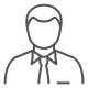 Minimalist illustration of a man in a suit and tie.