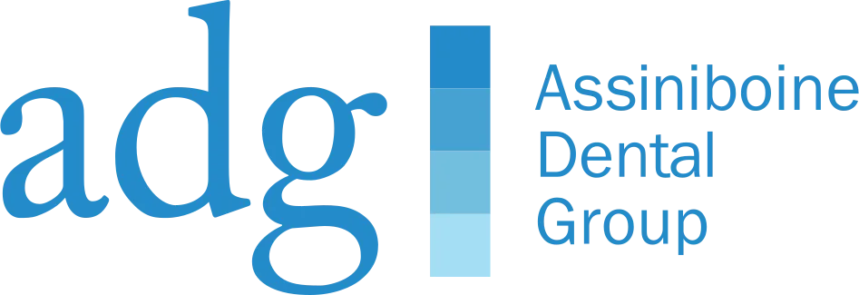 Logo of Assiniboine Dental Group in blue shades.