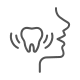 Illustration of a tooth with sound waves near a human face.