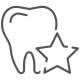 Line drawing of a tooth with a star