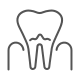 An icon of a tooth with roots representing dental health.
