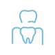 Minimalist dental icon of a person with a tooth.