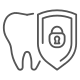 A graphic of a tooth with a shield and lock symbol.