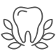 Minimalistic tooth logo with leaves
