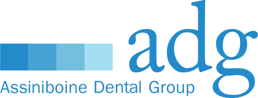 Logo of Assiniboine Dental Group in blue colors.
