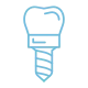 Graphic of a dental implant in light blue.