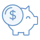 Illustration of a piggy bank with a dollar sign coin.
